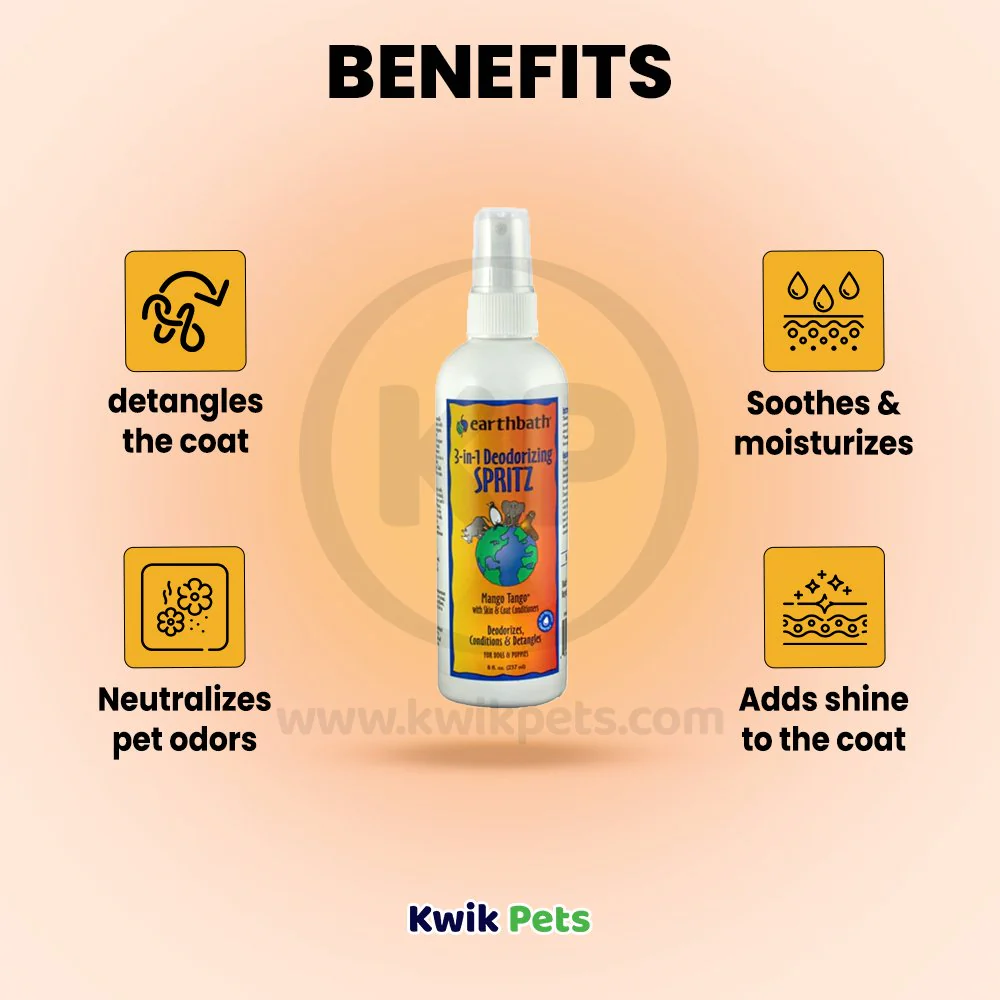 Earthbath 3-in-1 Deodorizing Spritz for Dogs Mango Tango 8-oz - Image 4