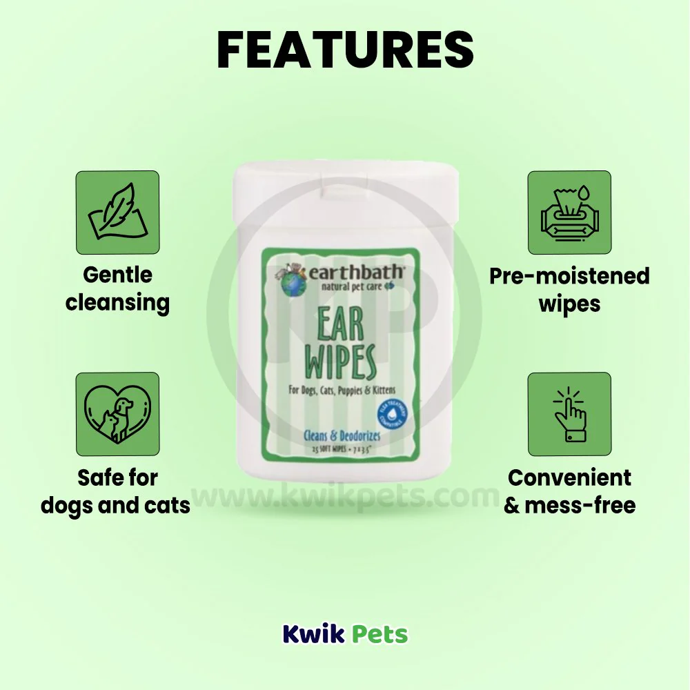 Earthbath Ear Wipes for Dogs & Cats 25 Count - Image 2