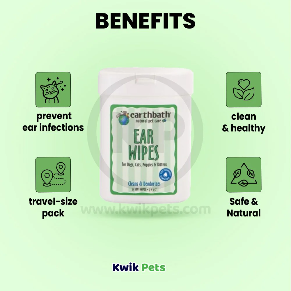 Earthbath Ear Wipes for Dogs & Cats 25 Count - Image 3