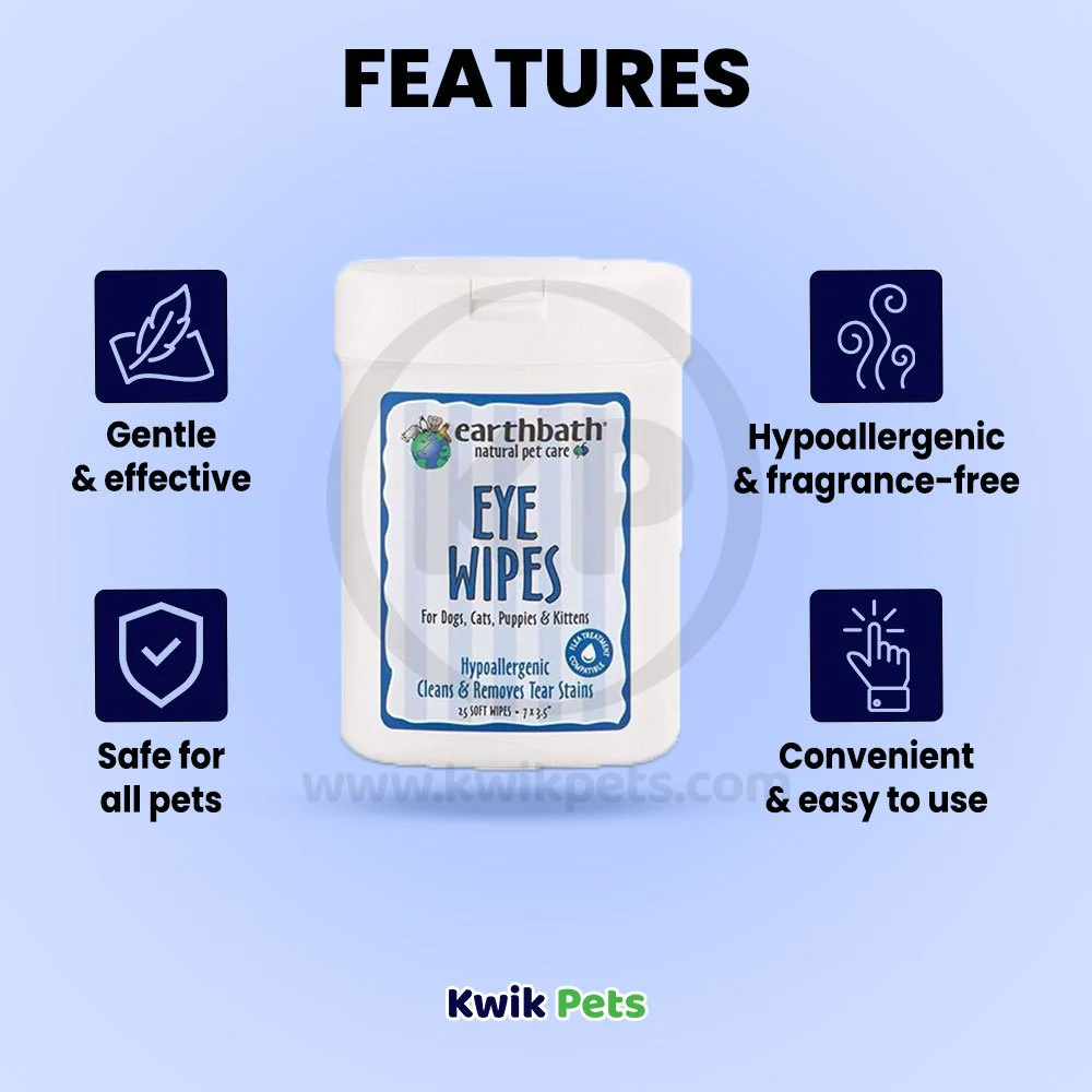 Earthbath Eye Wipes for Dogs & Cats 25 Count - Image 3