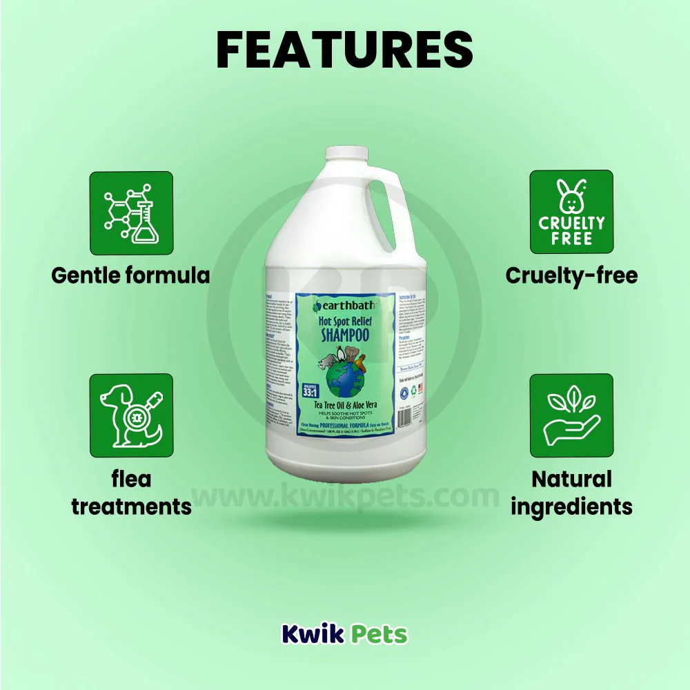 Earthbath Hot Spot Relief Pet Shampoo Tea Tree & Aloe Vera 128-oz - Image 3