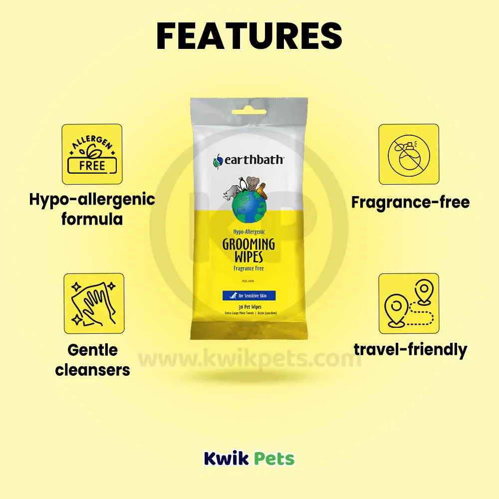 Earthbath Hypo-Allergenic Pet Grooming Wipes Fragrance Free 100 Count - Image 2