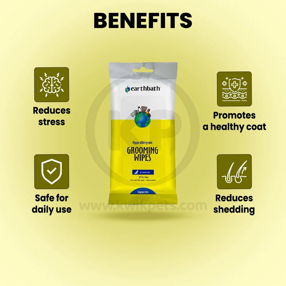 Earthbath Hypo-Allergenic Pet Grooming Wipes Fragrance Free 30 Count - Image 4