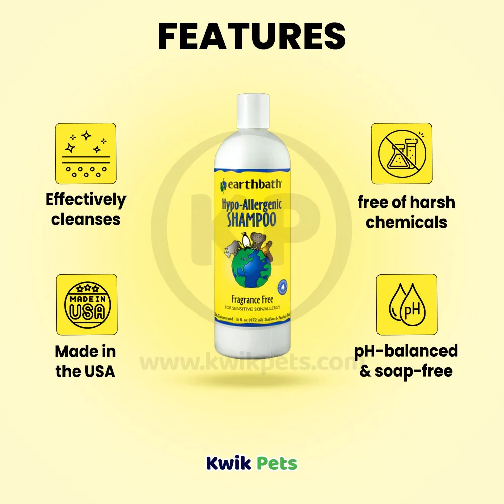 Earthbath Hypo-Allergenic Pet Shampoo Fragrance Free 16-oz - Image 3