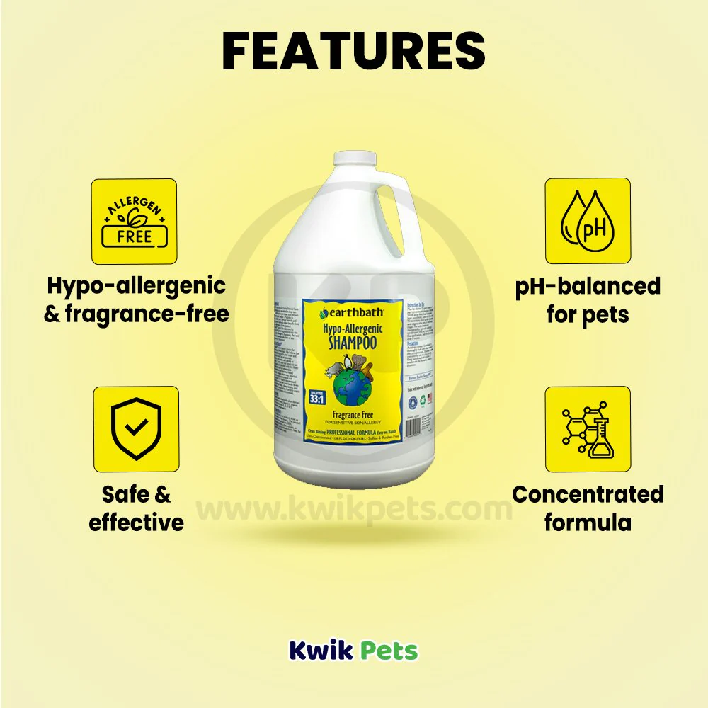 Earthbath Hypo-Allergenic Pet Shampoo Fragrance Free 128-oz - Image 3