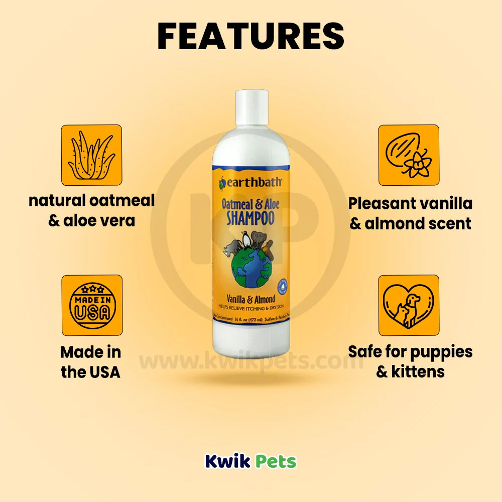 Earthbath Oatmeal & Aloe Pet Shampoo Vanilla & Almond 16-oz - Image 3