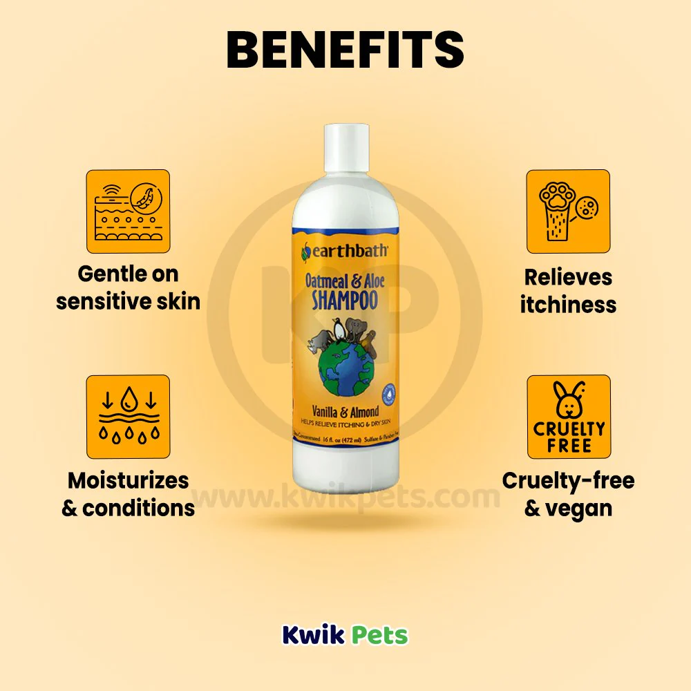 Earthbath Oatmeal & Aloe Pet Shampoo Vanilla & Almond 16-oz - Image 4