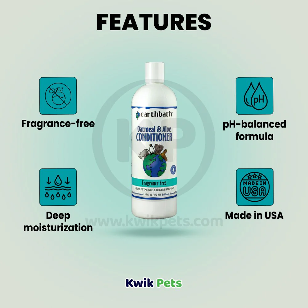 Earthbath Oatmeal & Aloe Pet Conditioner Fragrance Free 16-oz - Image 3