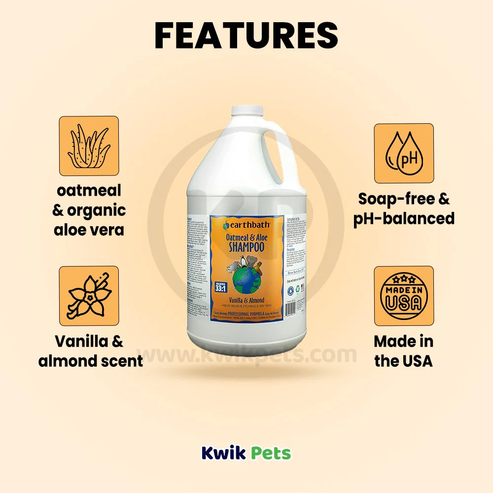 Earthbath Oatmeal & Aloe Pet Shampoo Fragrance Free 128-oz - Image 2