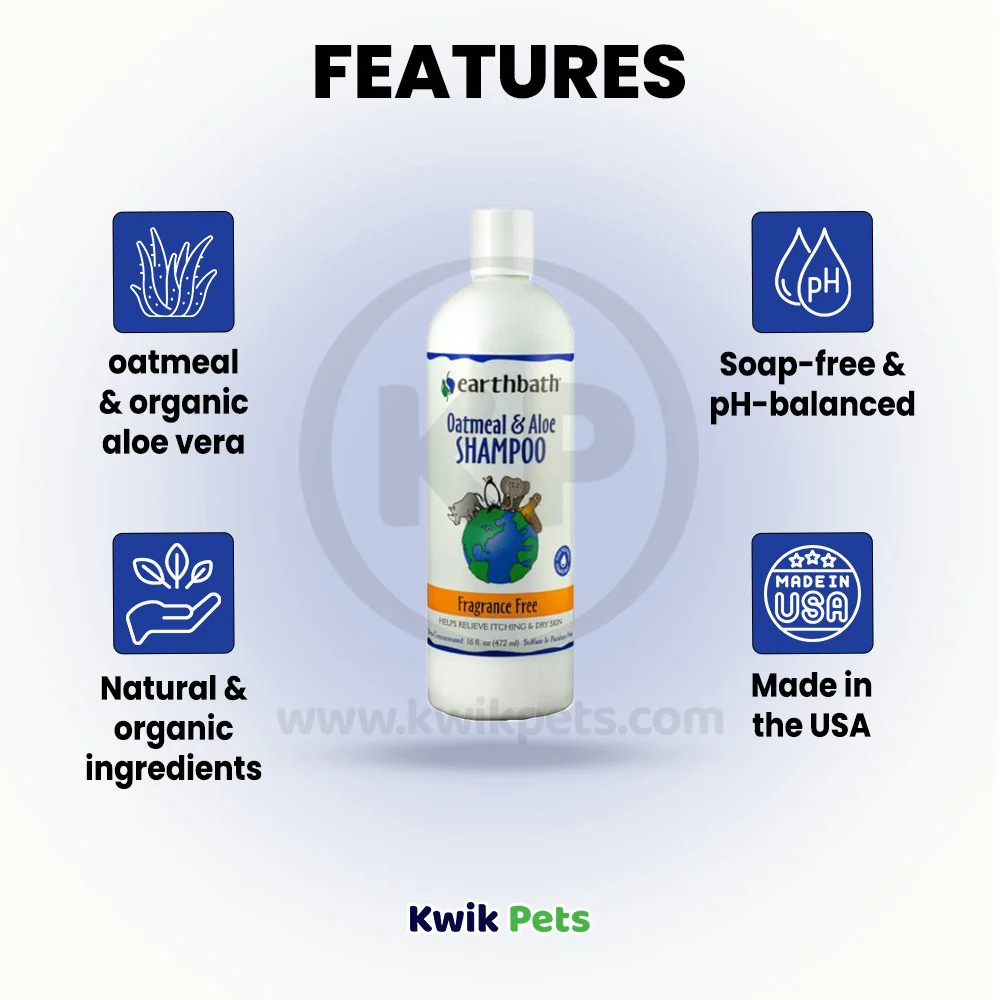 Earthbath Oatmeal & Aloe Pet Shampoo Fragrance Free 16-oz - Image 3