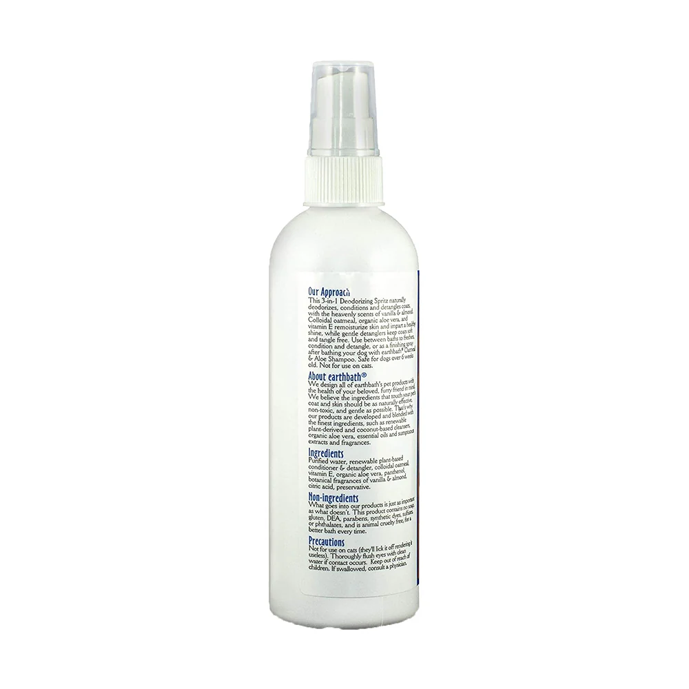 Earthbath 3-in-1 Deodorizing Spritz for Dogs Vanilla & Almond 8-oz - Image 2