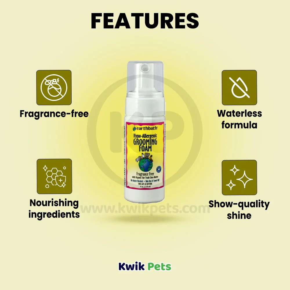 Earthbath Waterless Grooming Foam for Cats & Kittens Fragrance Free 4-oz - Image 3