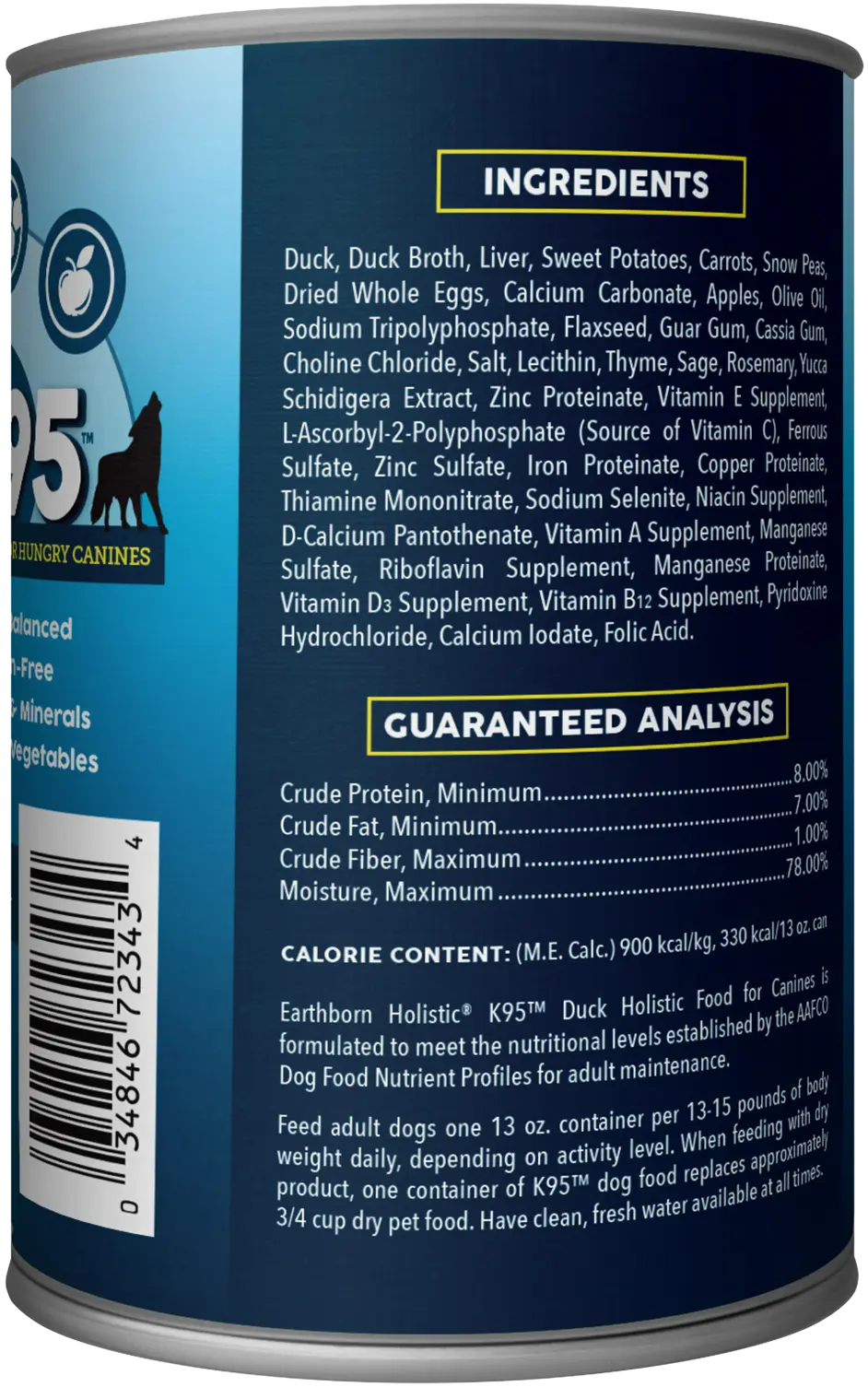 Earthborn Holistic K95 Grain-Free Meat Protein Wet Dog Food Duck 13-oz - Image 2