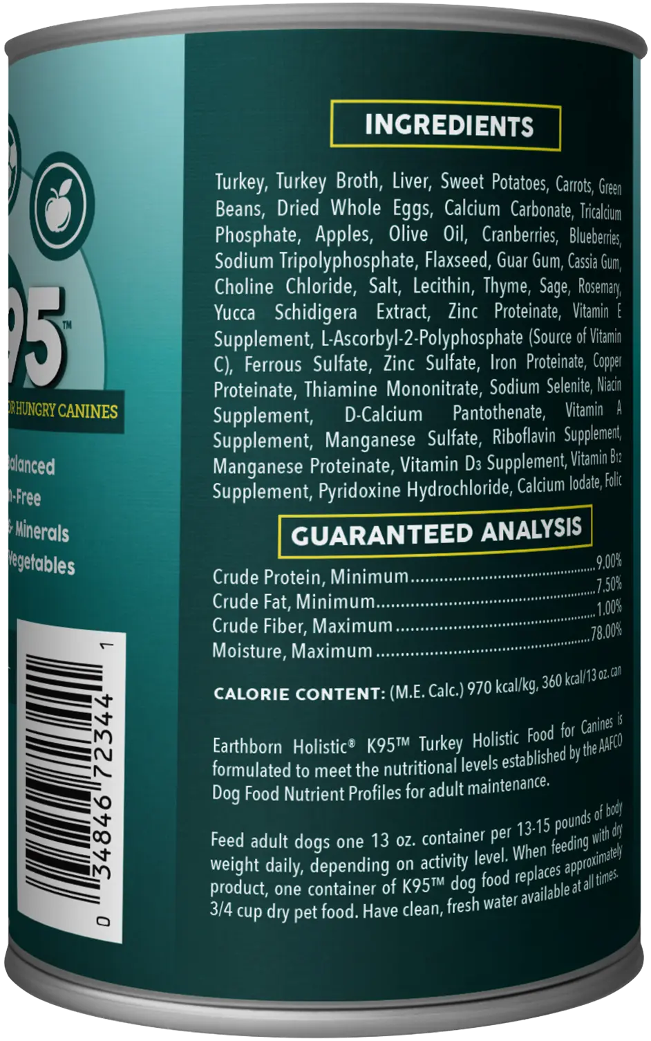 Earthborn Holistic K95 Grain-Free Meat Protein Wet Dog Food Turkey 13-oz - Image 2