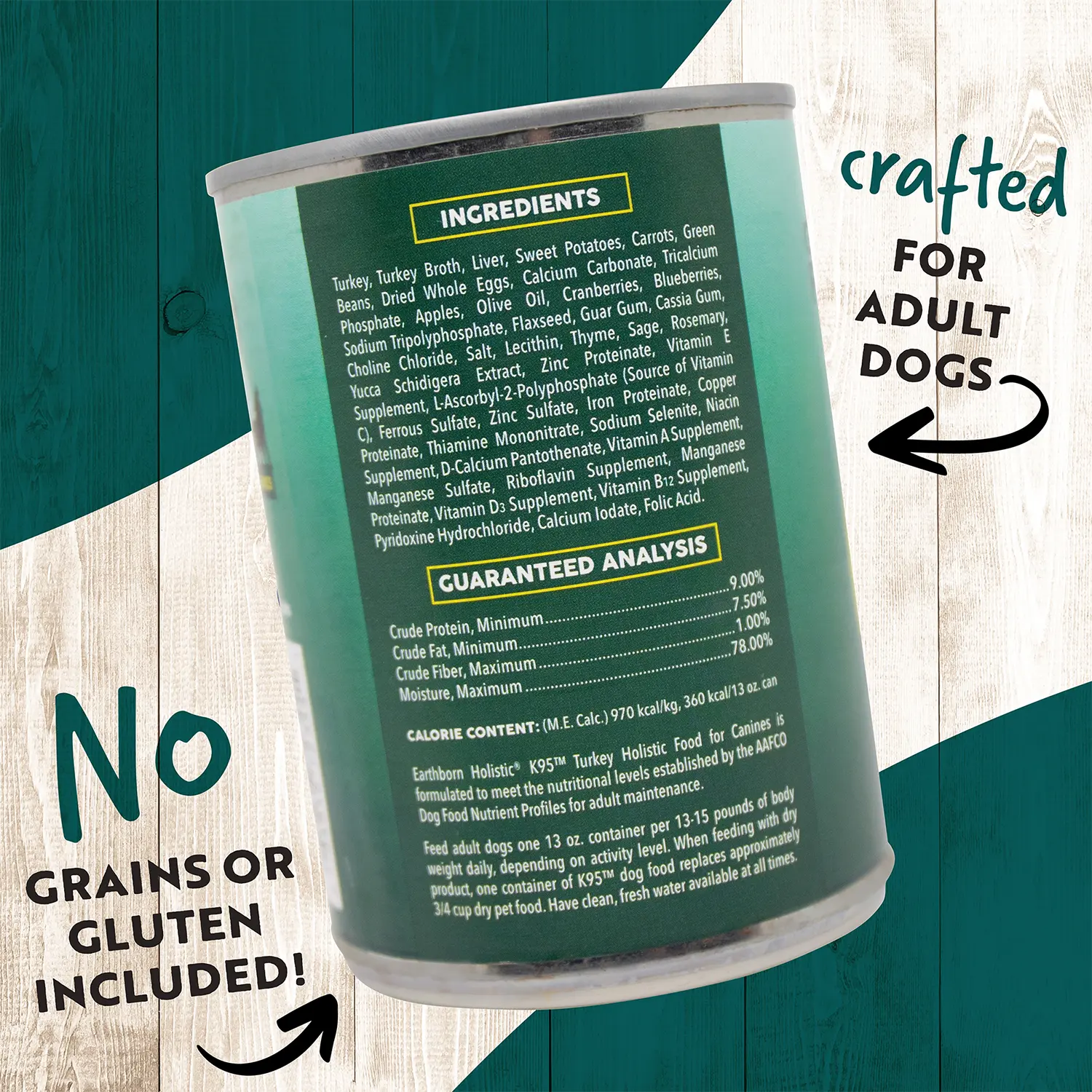 Earthborn Holistic K95 Grain-Free Meat Protein Wet Dog Food Turkey 13-oz - Image 4