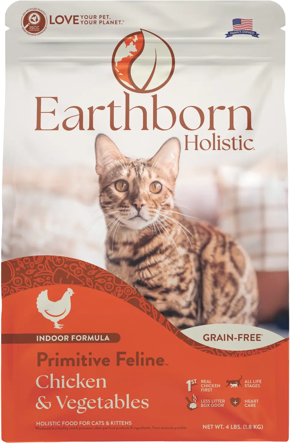 Earthborn Holistic Primitive Feline Grain-Free Indoor Formula Dry Cat Food Chicken & Vegetables 4-lb