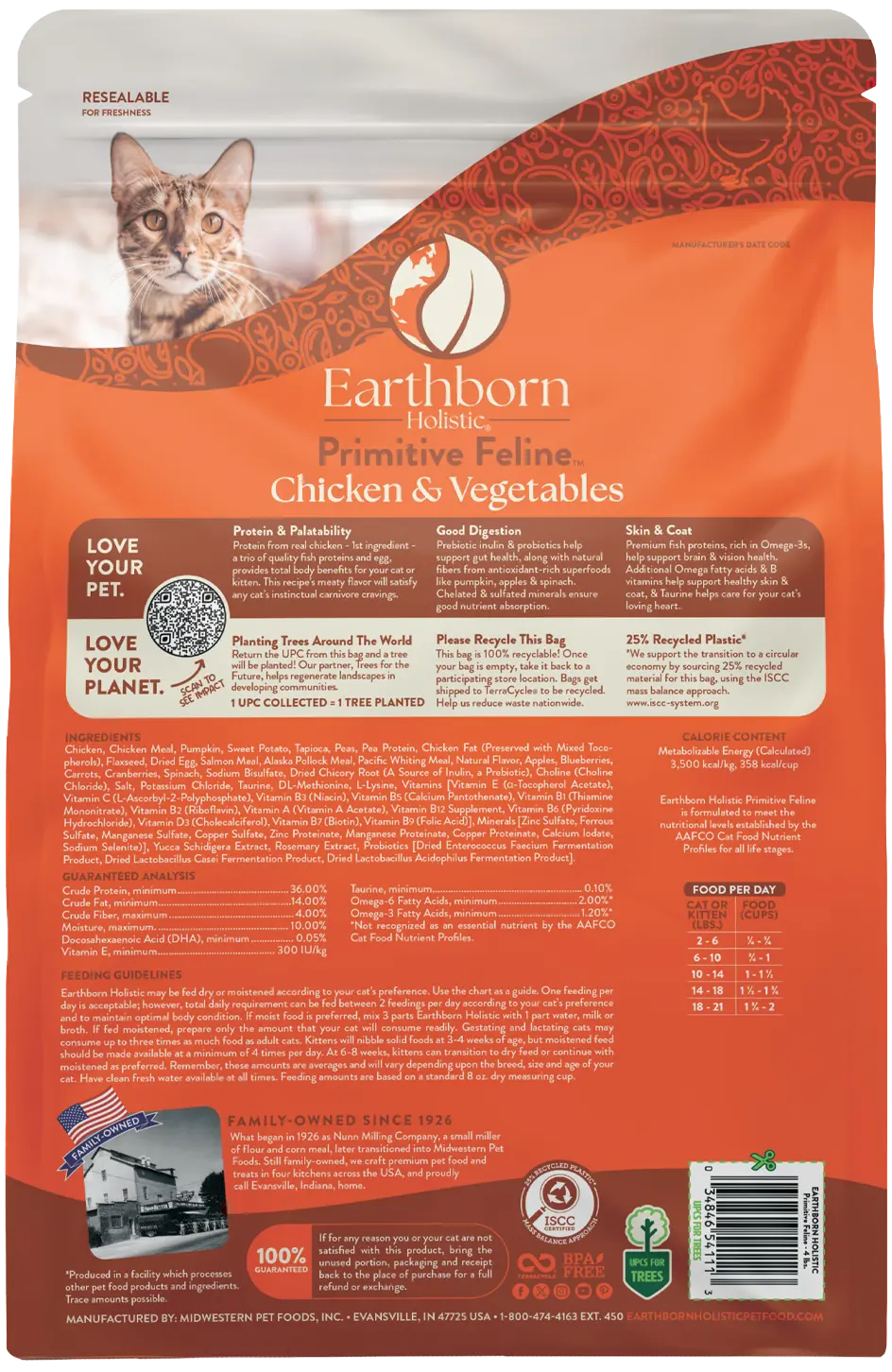 Earthborn Holistic Primitive Feline Grain-Free Indoor Formula Dry Cat Food Chicken & Vegetables 4-lb - Image 2