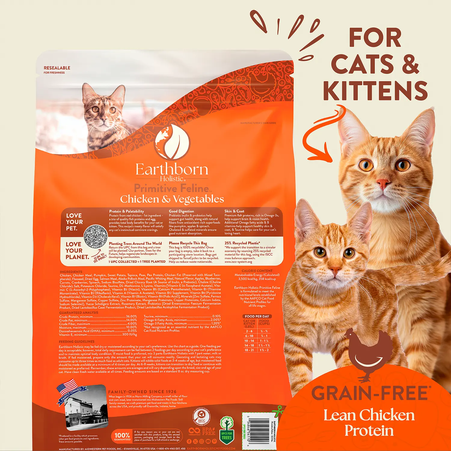 Earthborn Holistic Primitive Feline Grain-Free Indoor Formula Dry Cat Food Chicken & Vegetables 4-lb - Image 4