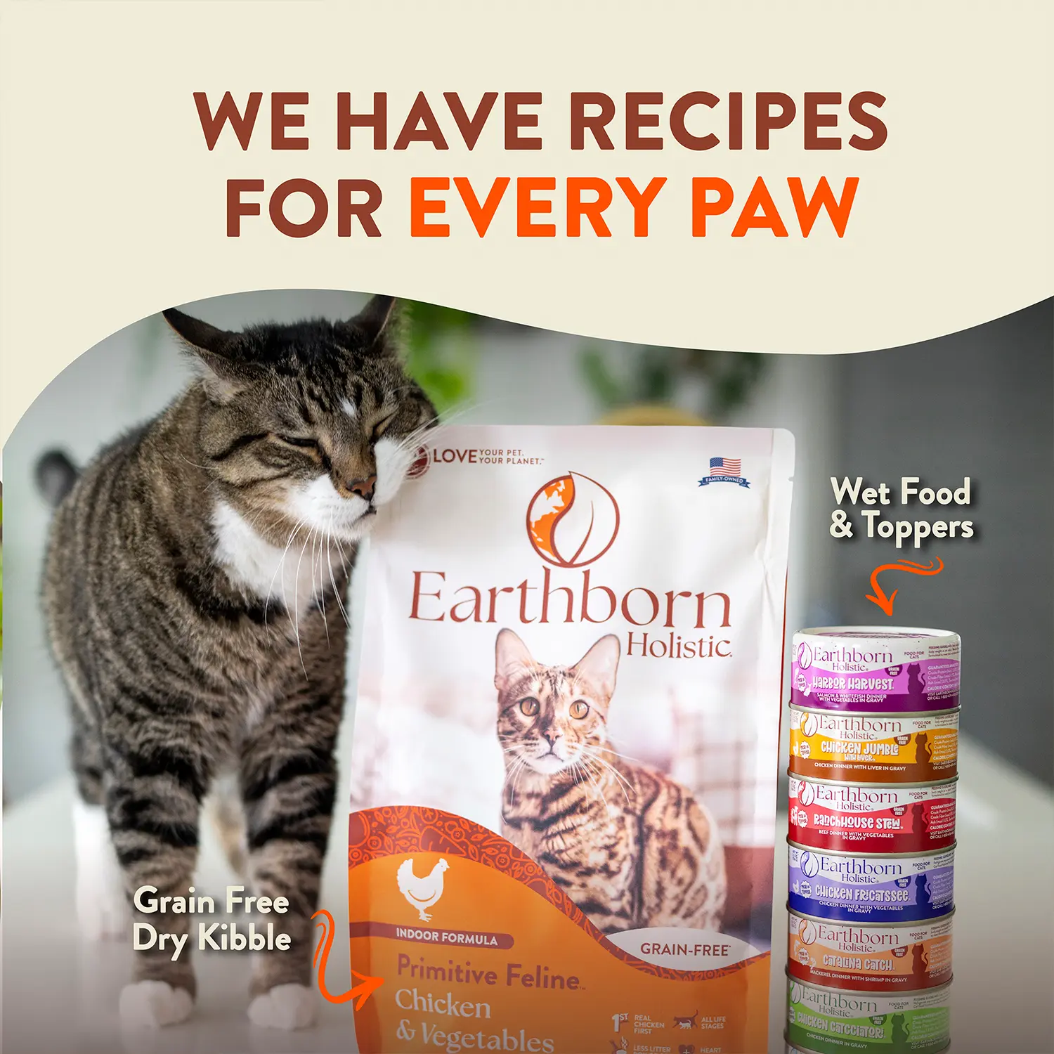 Earthborn Holistic Primitive Feline Grain-Free Indoor Formula Dry Cat Food Chicken & Vegetables 4-lb - Image 5