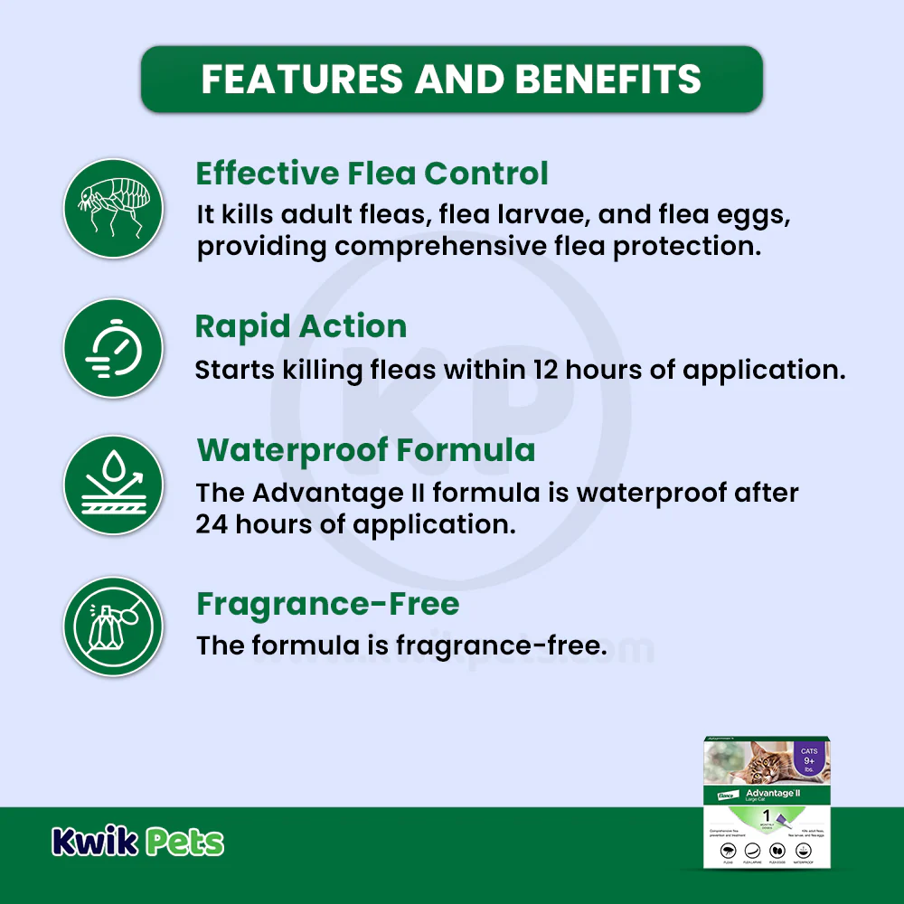 Elanco Advantage II 1-Month Supply Topical Flea Treatment & Prevention for Large Cats Over 9 lbs - Image 3