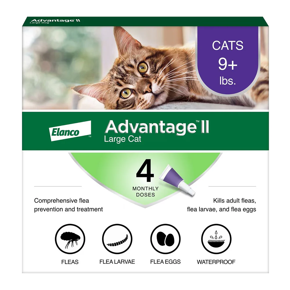 Elanco Advantage II 4-Month Supply Topical Flea Treatment & Prevention for Large Cats Over 9 lbs