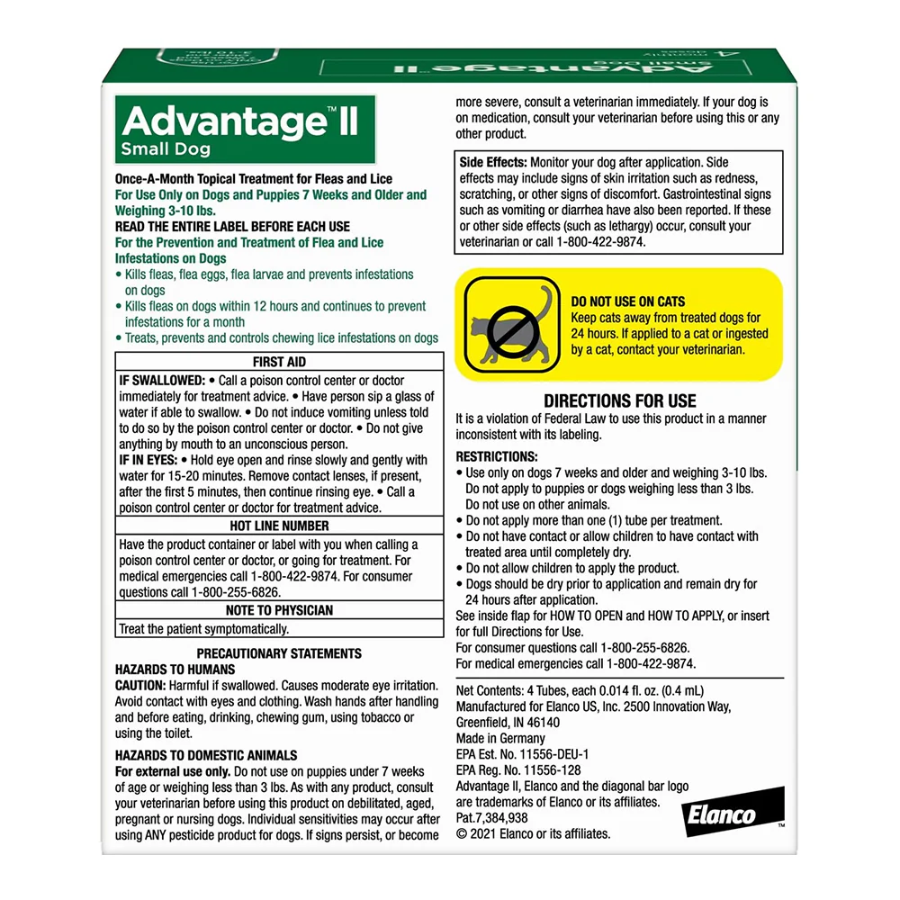 Elanco Advantage II 4-Month Supply Topical Flea Treatment & Prevention for Small Dogs 3-10 lbs - Image 2