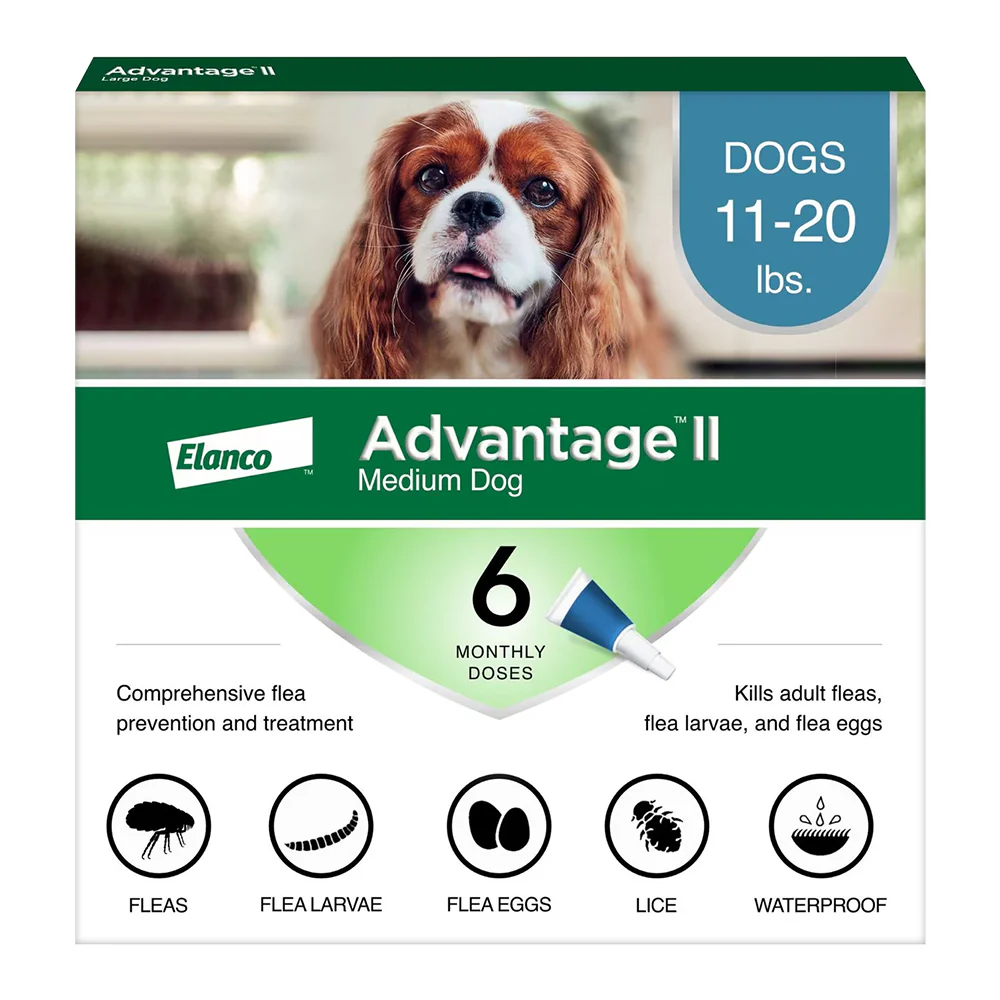 Elanco Advantage II 6-Month Supply Topical Flea Treatment & Prevention for Medium Dogs 11-20 lbs