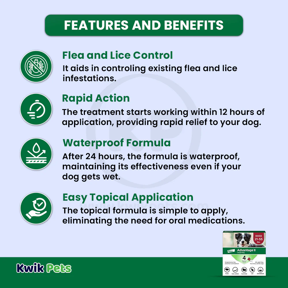Elanco Advantage II 4-Month Supply Topical Flea Treatment & Prevention for Large Dogs 21-55 lbs - Image 3