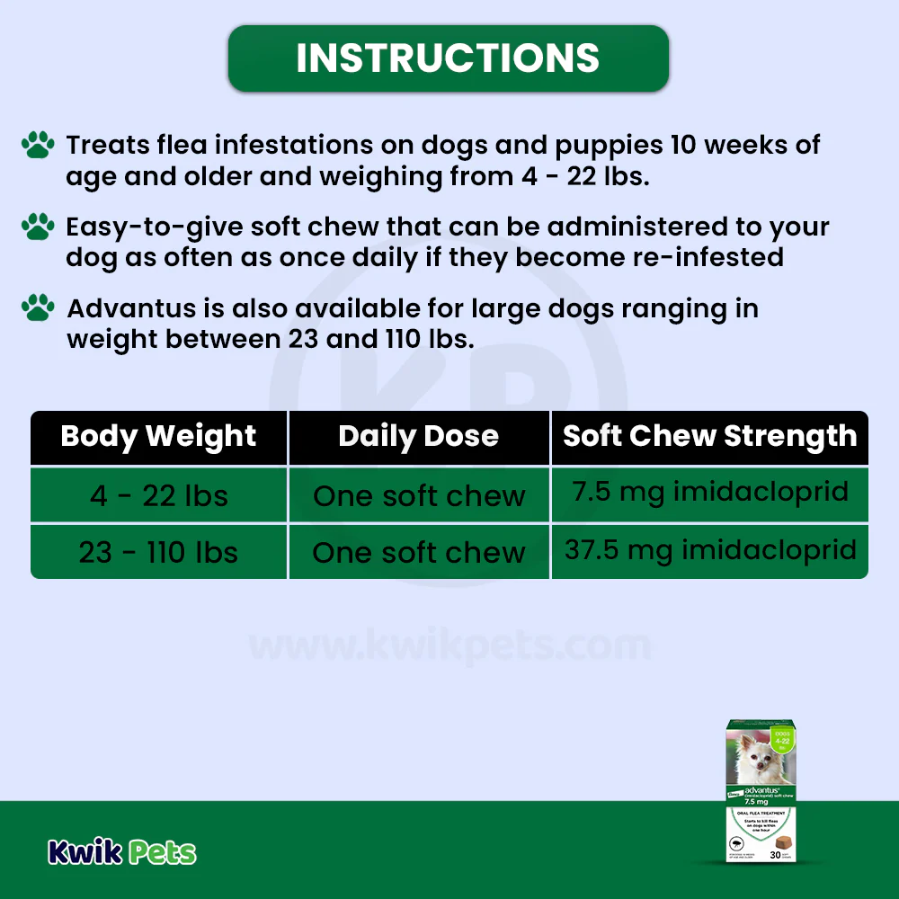 Elanco Advantus Oral Flea Treatment Soft Chews for Small Dogs 4-22 lbs 30 Count - Image 5