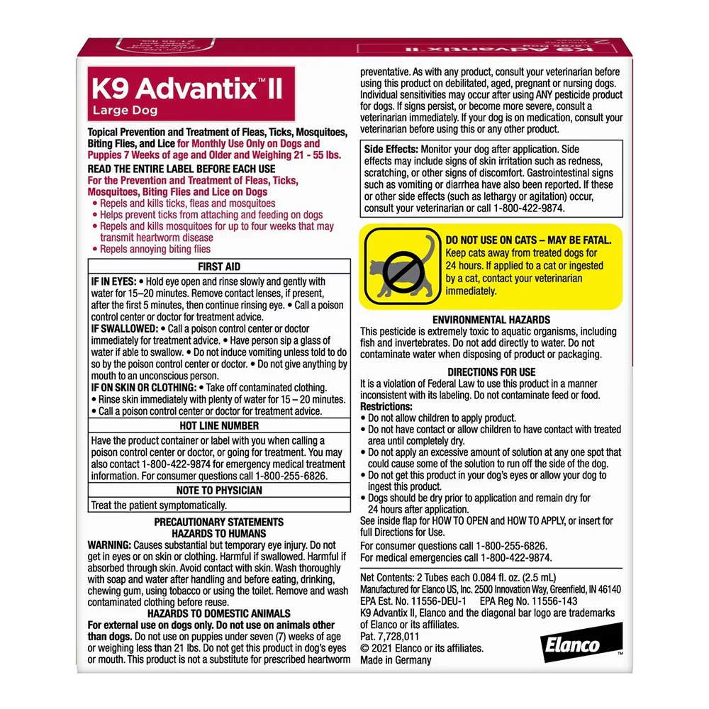 Elanco K9 Advantix II 1-Month Supply Topical Flea, Tick & Mosquito Treatment & Prevention for Large Dogs 21-55 lbs - Image 2