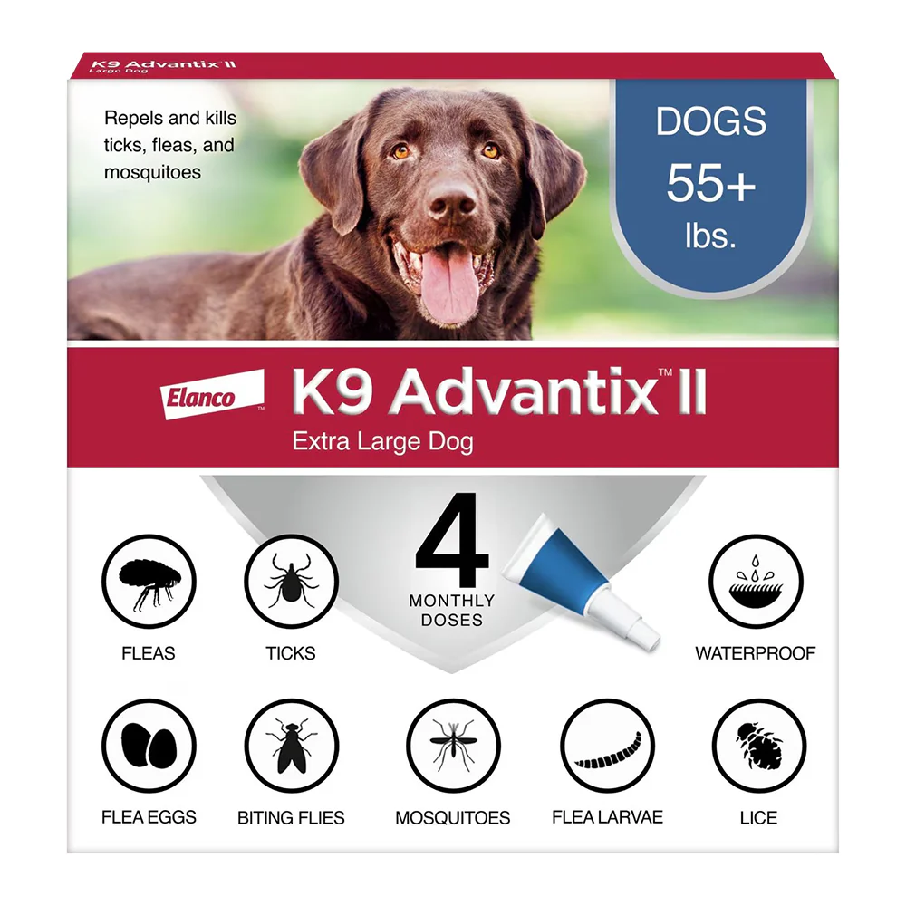 Elanco K9 Advantix II 4-Month Supply Topical Flea, Tick & Mosquito Treatment & Prevention for Extra Large Dogs Over 55 lbs