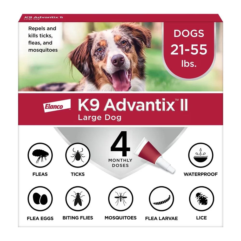 Elanco K9 Advantix II 4-Month Supply Topical Flea, Tick & Mosquito Treatment & Prevention for Large Dogs 21-55 lbs