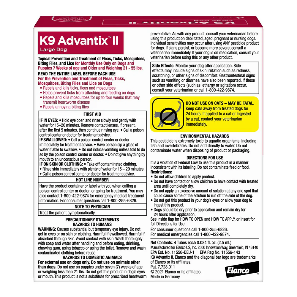 Elanco K9 Advantix II 4-Month Supply Topical Flea, Tick & Mosquito Treatment & Prevention for Large Dogs 21-55 lbs - Image 2
