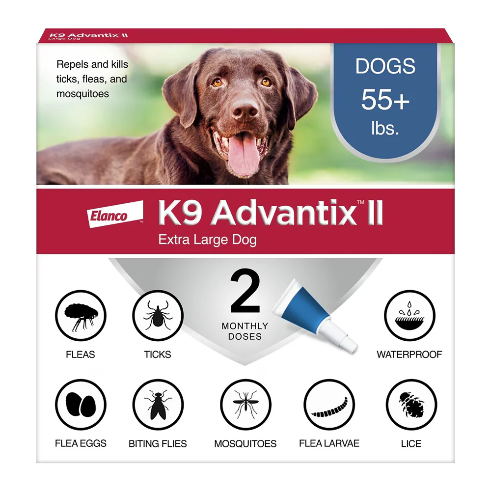 Elanco K9 Advantix II 2-Month Supply Topical Flea, Tick & Mosquito Treatment & Prevention for Extra Large Dogs Over 55 lbs