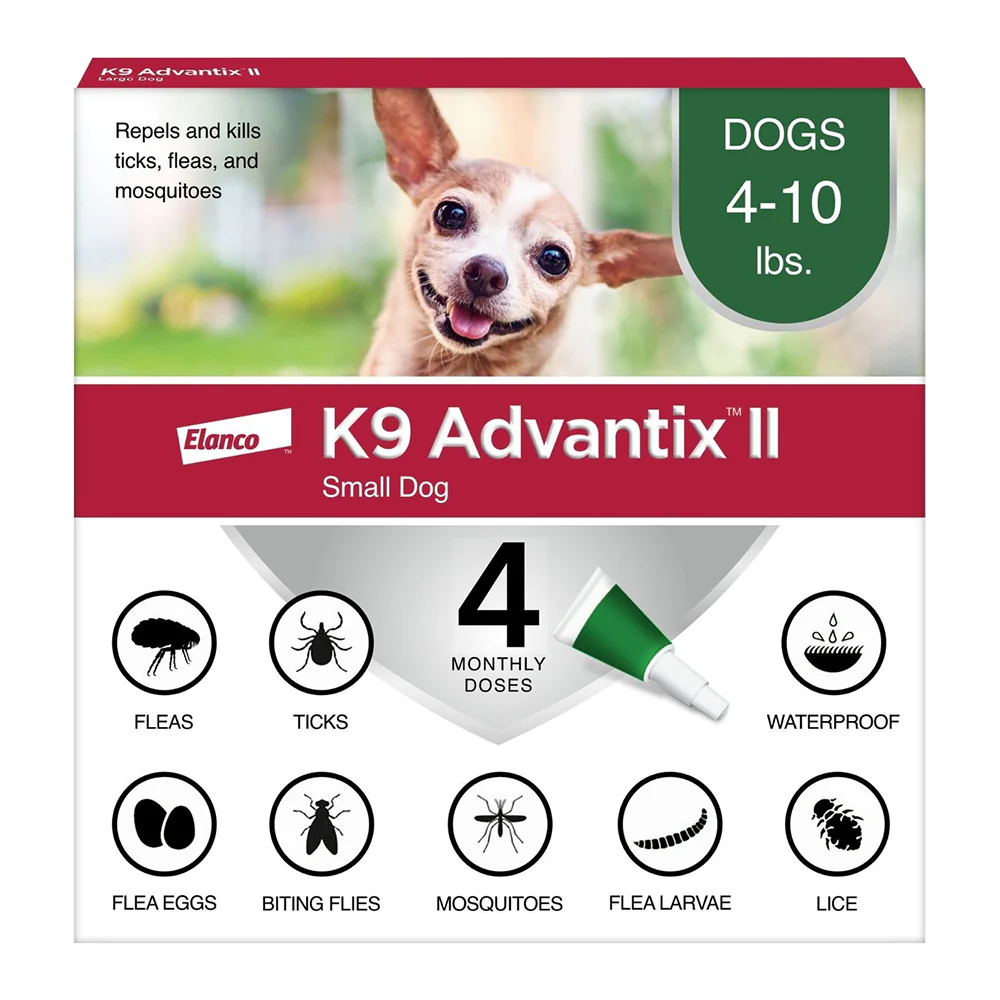 Elanco K9 Advantix II 4-Month Supply Topical Flea, Tick & Mosquito Treatment & Prevention for Small Dogs 4-10 lbs