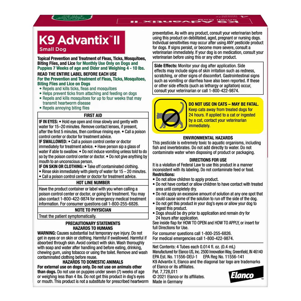 Elanco K9 Advantix II 4-Month Supply Topical Flea, Tick & Mosquito Treatment & Prevention for Small Dogs 4-10 lbs - Image 2