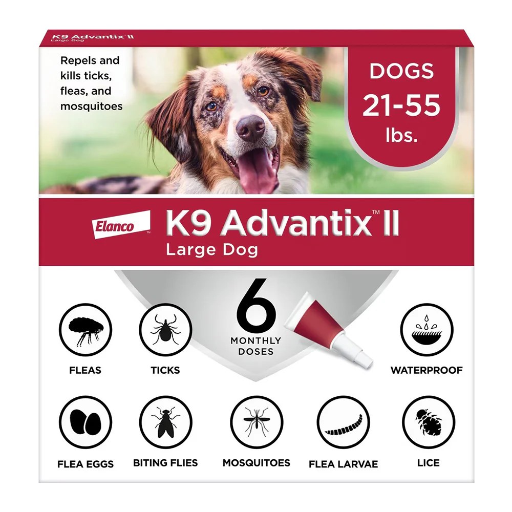 Elanco K9 Advantix II 6-Month Supply Topical Flea, Tick & Mosquito Treatment & Prevention for Large Dogs 21-55 lbs