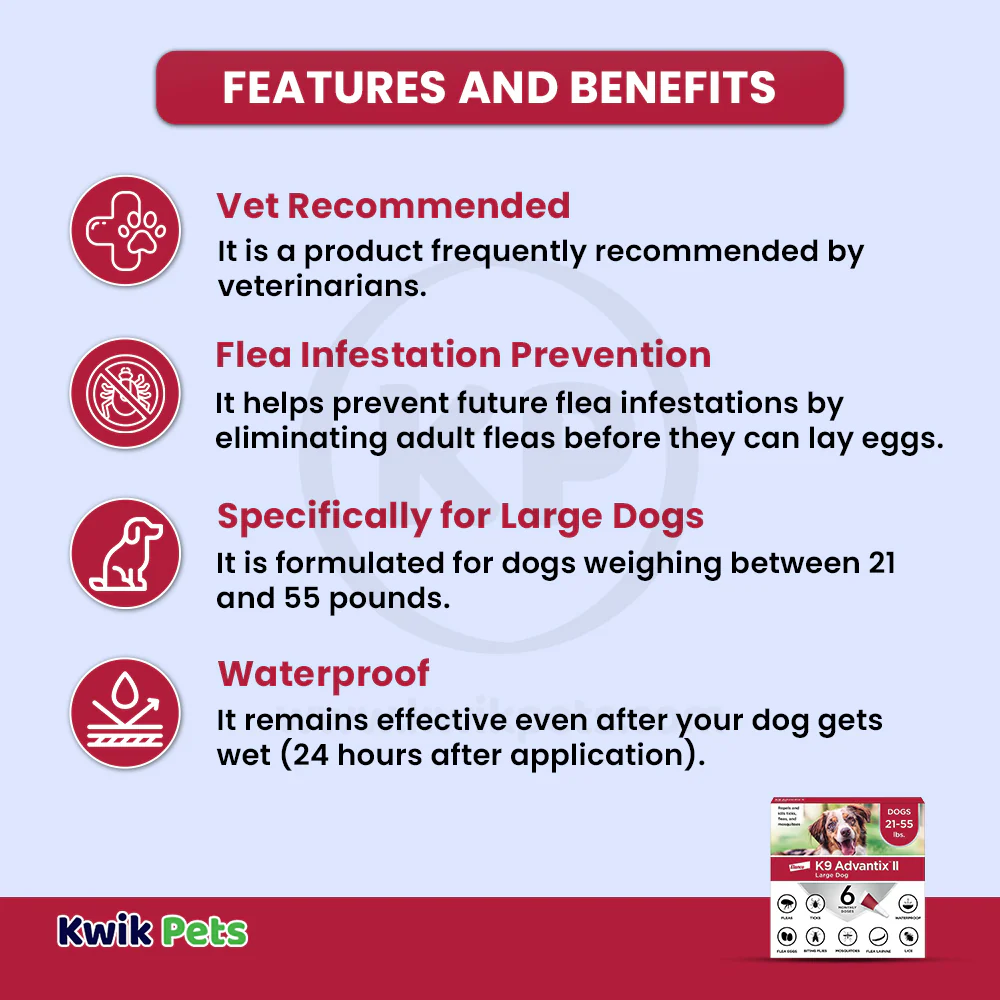 Elanco K9 Advantix II 6-Month Supply Topical Flea, Tick & Mosquito Treatment & Prevention for Large Dogs 21-55 lbs - Image 2