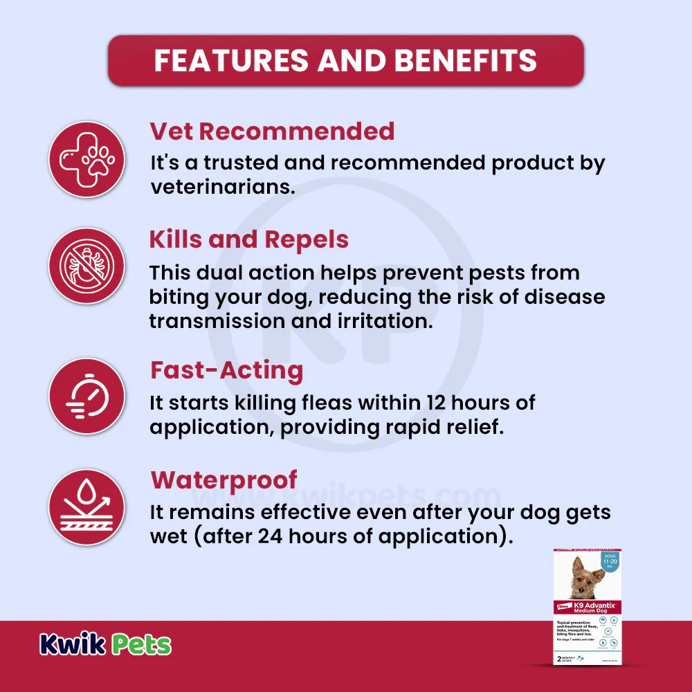 Elanco K9 Advantix 2-Month Supply Topical Flea & Tick Treatment & Prevention for Medium Dogs 11-20 lbs - Image 3