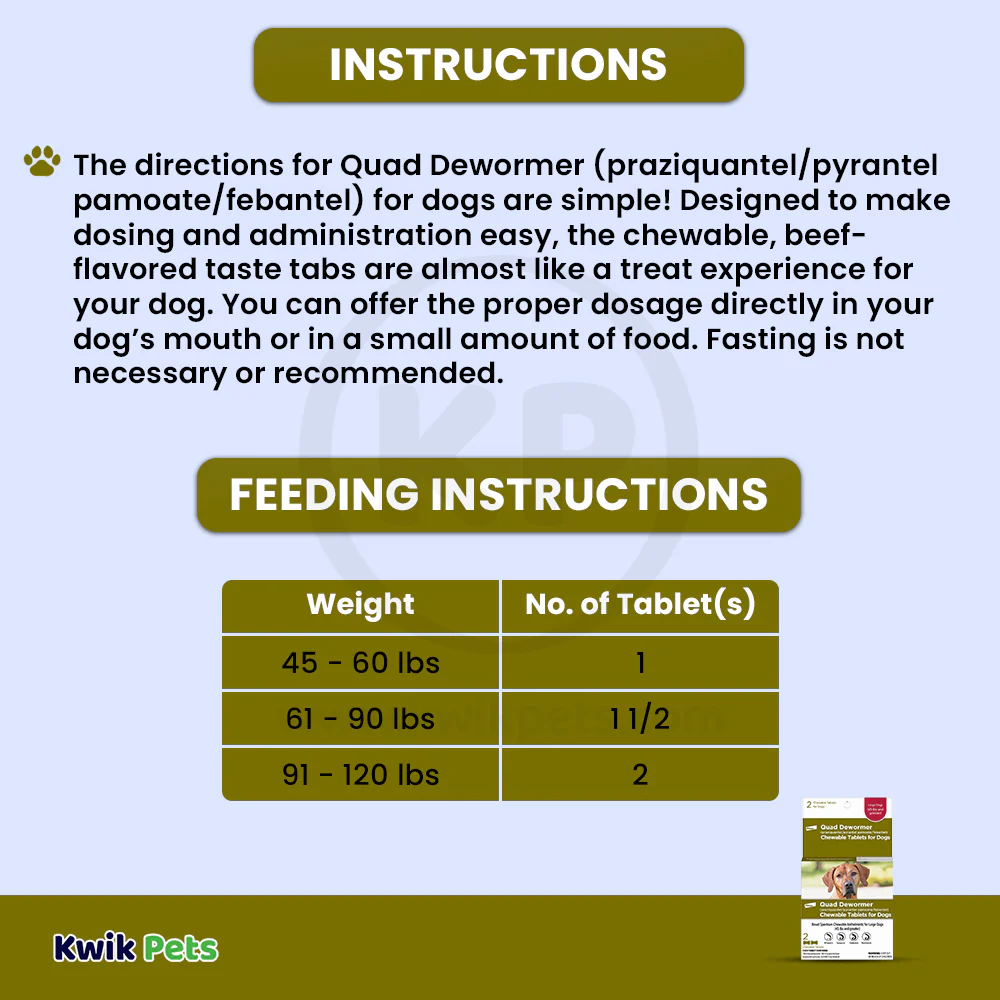 Elanco Quad Dewormer Chewable Tablets for Large Dogs Over 45 lbs 2 Count - Image 4
