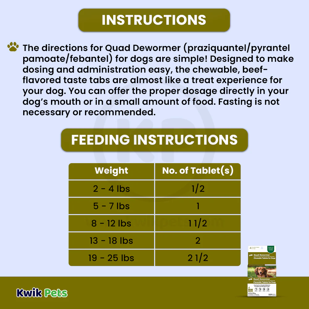 Elanco Quad Dewormer Chewable Tablets for Small Dogs 2-25 lbs 4 Count - Image 4