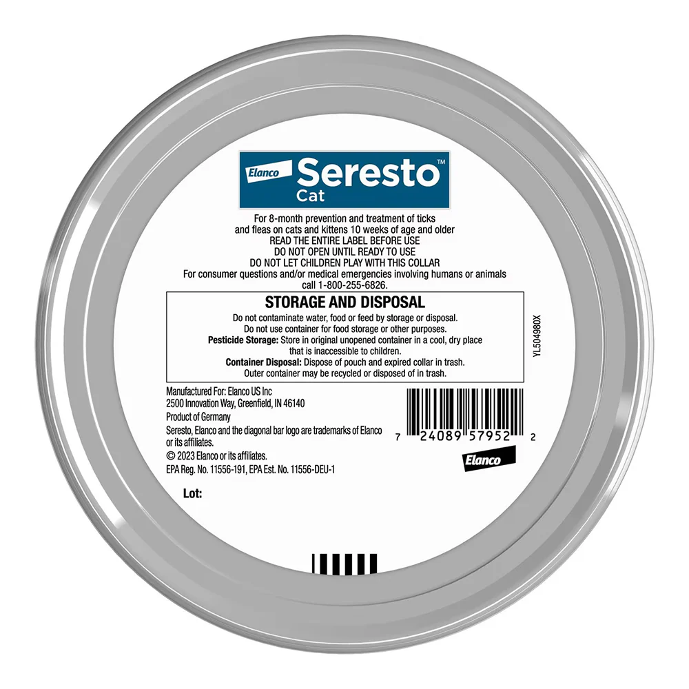 Elanco Seresto Flea & Tick Treatment & Prevention Collar for Cats 8 Months Protection One Size - Image 2