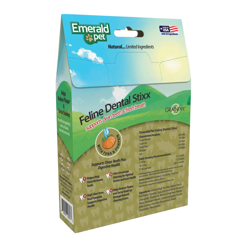 Emerald Pet Grain-Free Feline Dental Stixx Crunchy Cat Treats Tuna & Pumpkin 3.6-oz - Image 2