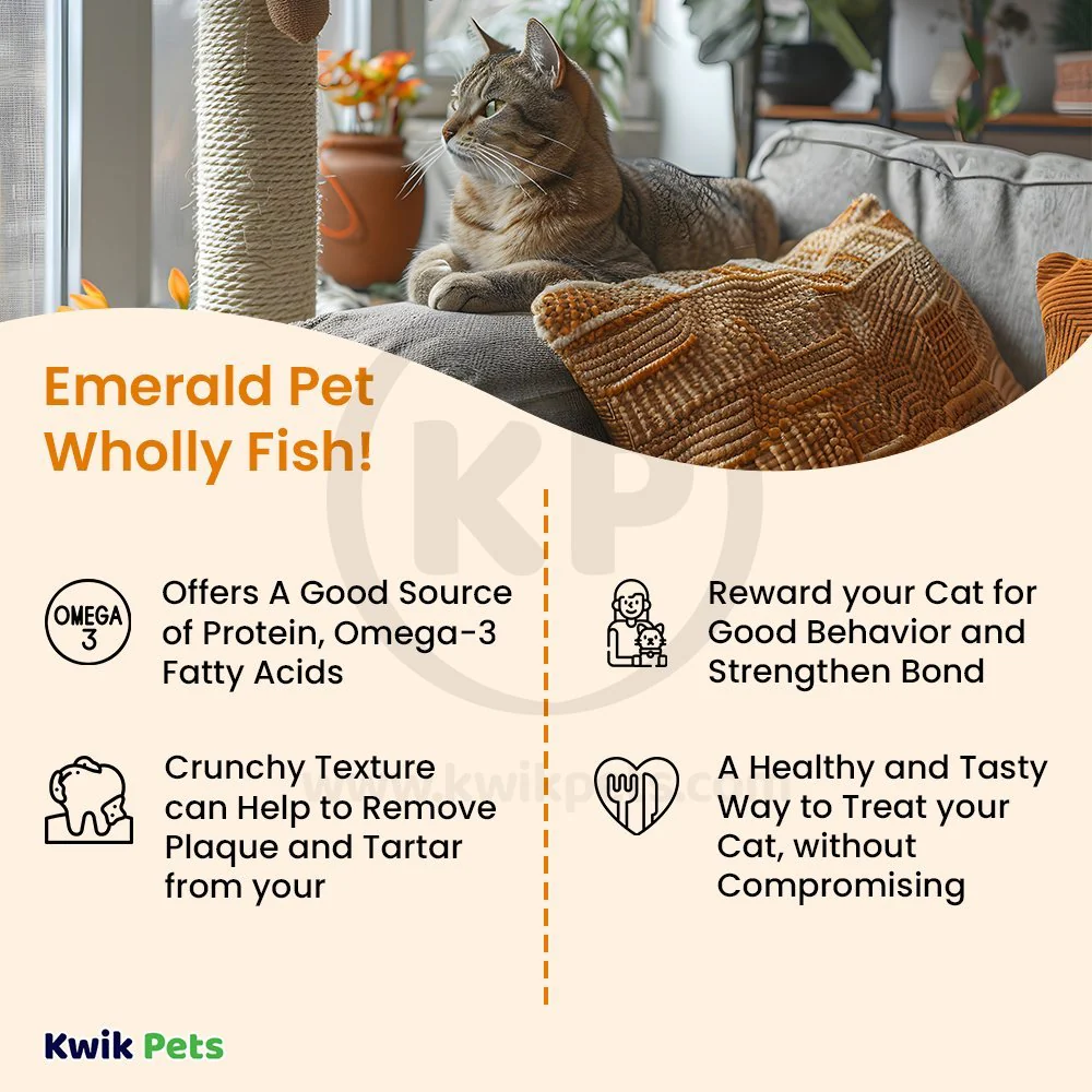 Emerald Pet Wholly Fish! Chicken-Free Feline Crunchy Cat Treats Tuna Recipe 3-oz - Image 3