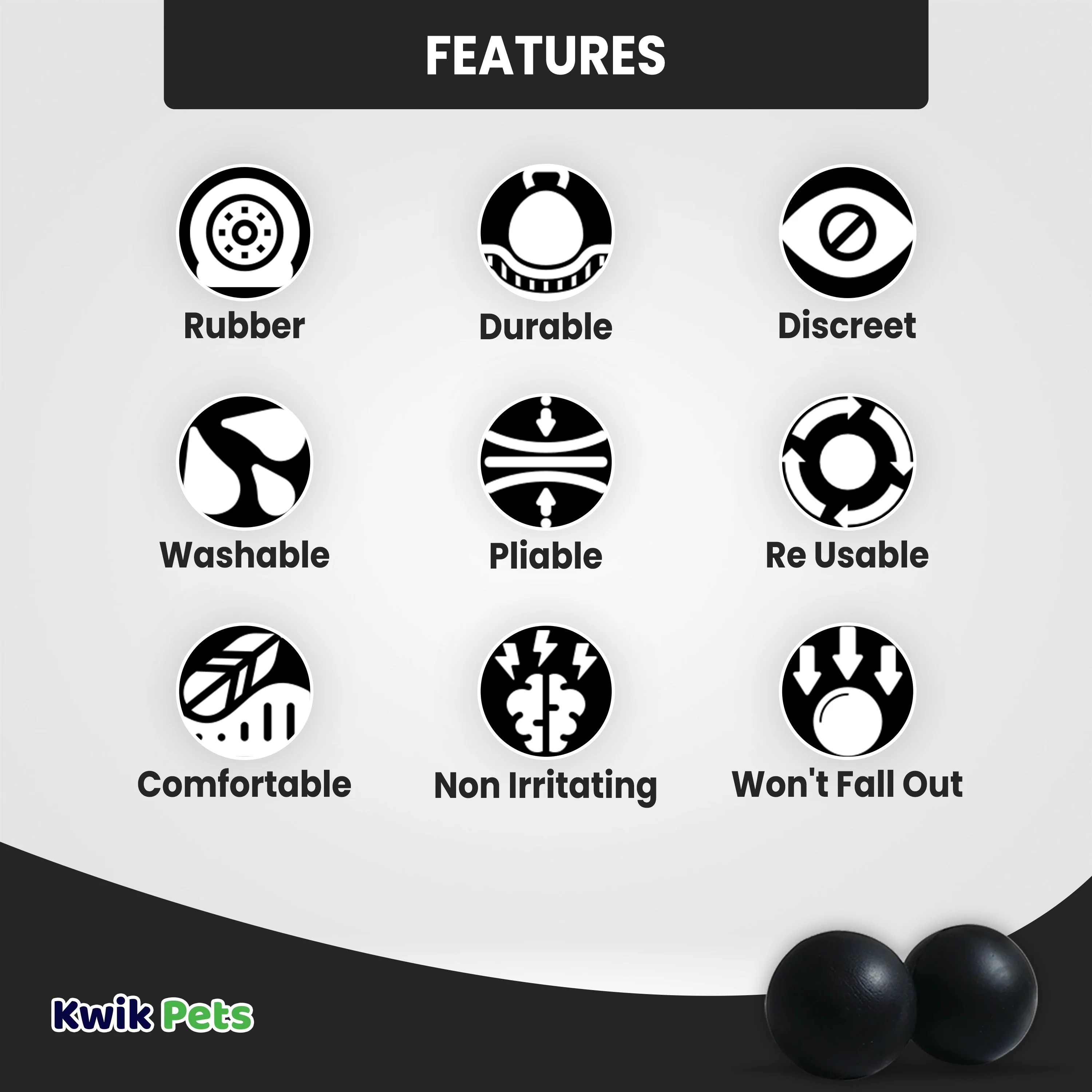 Equine Healthcare International Smooth Style Pomms Horse Ear Plugs Black 4 Count - Image 3