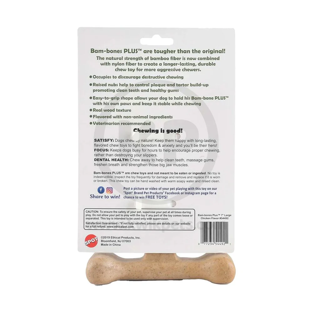 Spot Bam-Bones Plus Dog Chew Toy Chicken Large 7-in - Image 2
