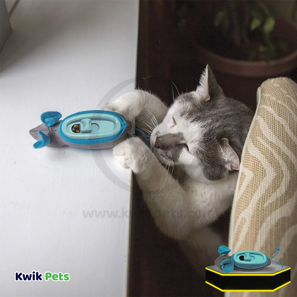 Doc & Phoebe's The Hunting Snacker Interactive Cat Feeder Toy Black & Blue 3.5-in - Image 7