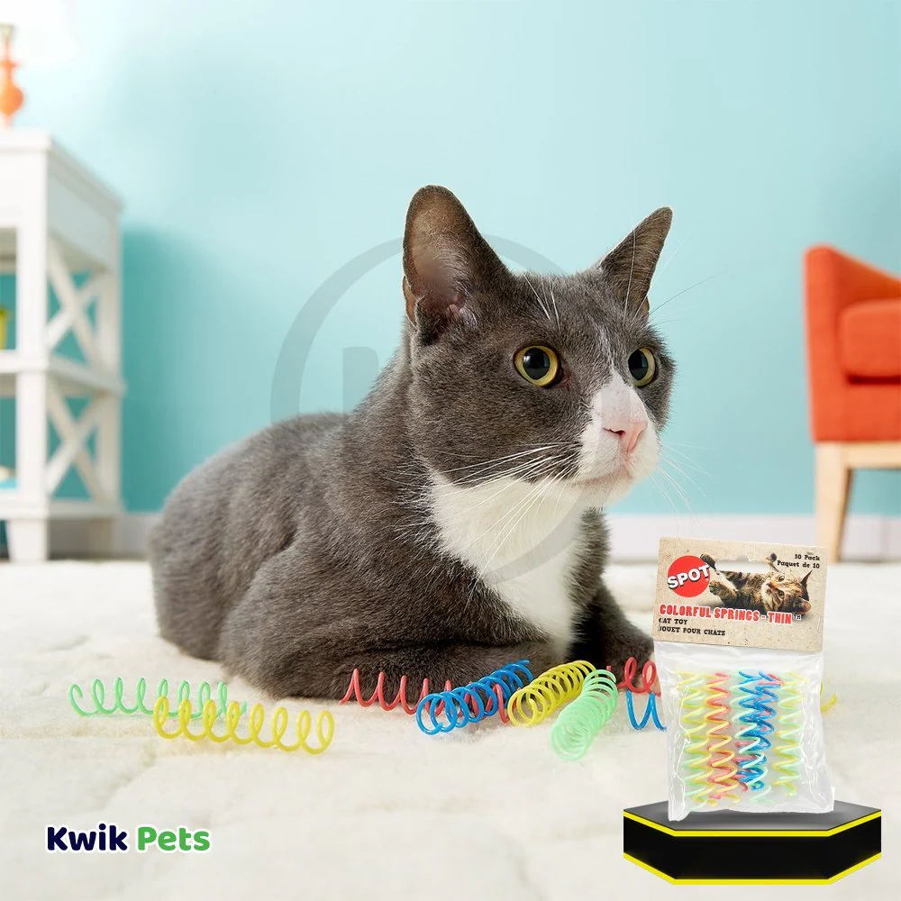 Spot Thin Colorful Springs Cat Toy Assorted 10 Count 3-in - Image 6
