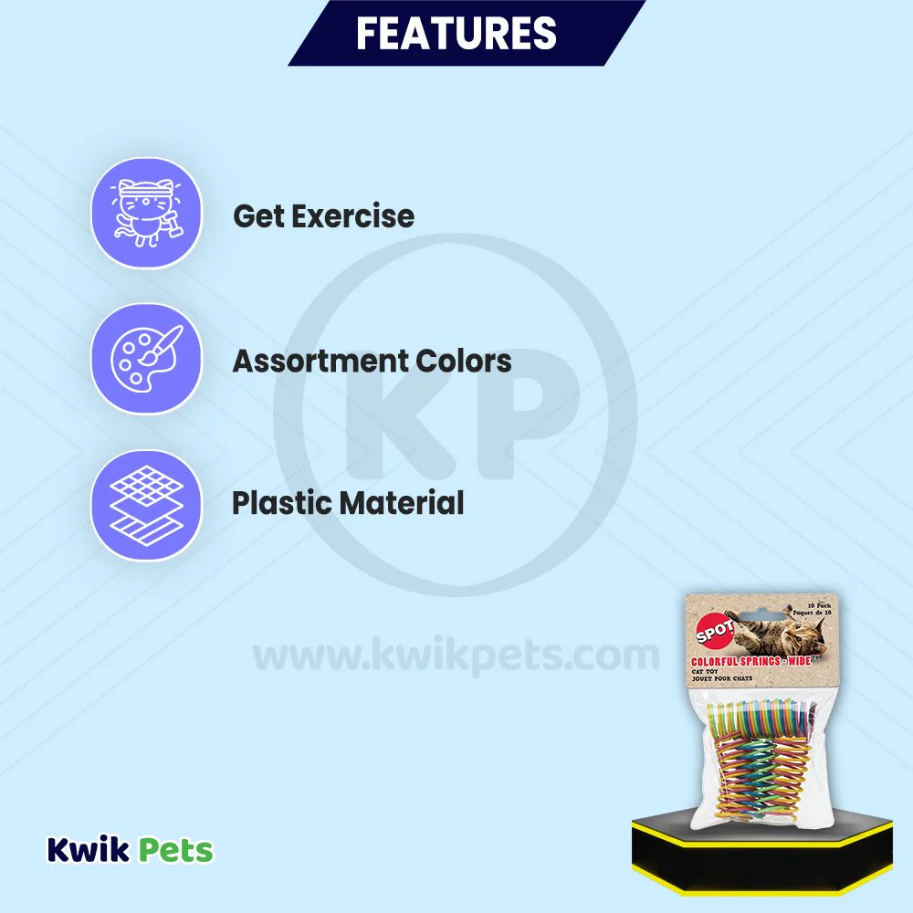 Spot Wide Colorful Springs Cat Toy Assorted 10 Count 2-in - Image 3