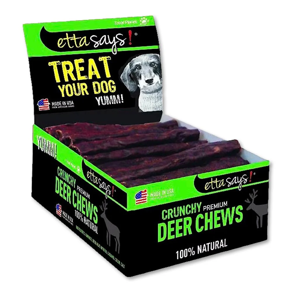 Etta Says! Premium Crunchy Deer Chews Dog Treat 4-in 36 Count